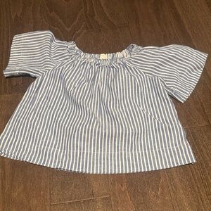Toddler Girl Crewcuts Blue & White Striped Off-Shoulder Top for Kids-Size 4-5